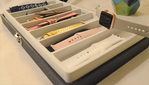 Vista 9 de Caja de almacenamiento de cuero organizador para correas y accesorios de Apple Watch