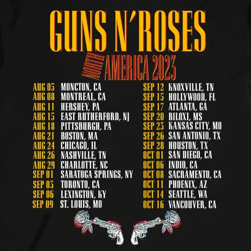 Vista 4 de N Roses 2023 North American World Tour - Camiseta gráfica de banda de rock para hombres y mujeres de manga corta