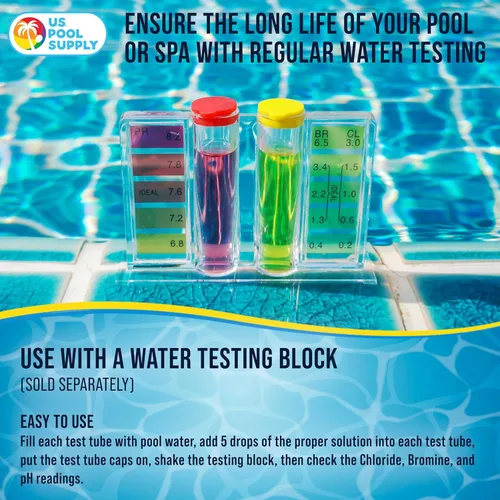 Vista 3 de U.S. Pool Supply - Soluciones de recarga para kit de prueba de piscina y spa, prueba de agua para pH, cloro y bromo