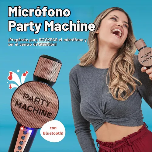 Vista 2 de Micrófono de karaoke inalámbrico Singing Machine para niños y adultos, micrófono de fiesta (Oro rosa) - Micrófono portátil Bluetooth de mano