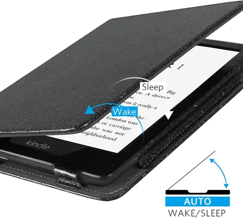 Vista 6 de CoBak Funda con soporte para Kindle Paperwhite - Funda de piel sintética duradera con función de apagado y encendido automático, ranura
