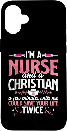 Vista 22 de iPhone 16 Christian Nurse Jesus God Funny Nursing RN LPN CNA - Funda para mujer