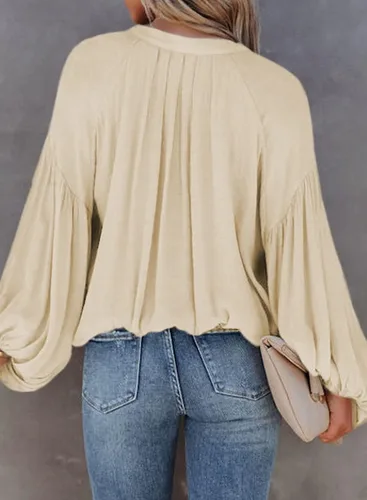Vista 2 de Dokotoo Camisas de manga larga con cuello en V para mujer con botones