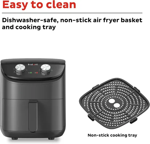 Vista 11 de Instant Pot Essentials - Freidora de aire de 4 cuartos con tecnología EvenCrisp que recalienta y recalienta, ajusta fácilmente el tiempo