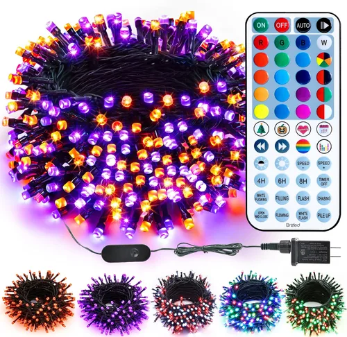 Vista 12 de Brizled Cadena de luces que cambian de color, 33 pies, 100 luces LED pasrel RGB - Cable transparente - USB