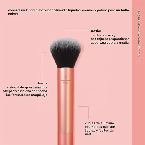 Vista 3 de Real Techniques Everything - Brocha de maquillaje facial, acabado impecable, aplicación de maquillaje sin rayas, para aplicación de maquillaje
