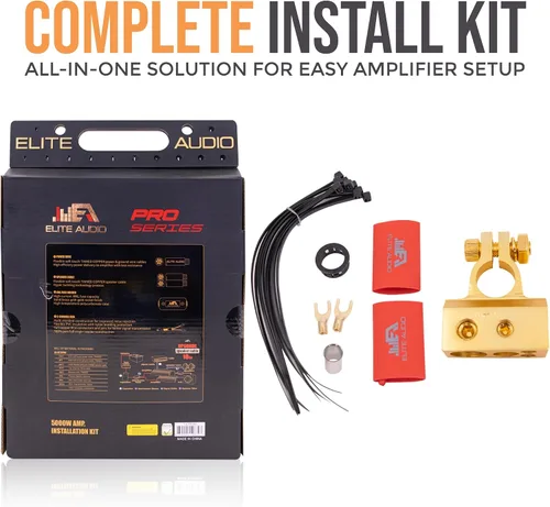 Vista 2 de Elite Audio Kit de cableado de amplificador de calibre 0, kit de instalación de amplificador OFC de 5000 W - EA-PROK0