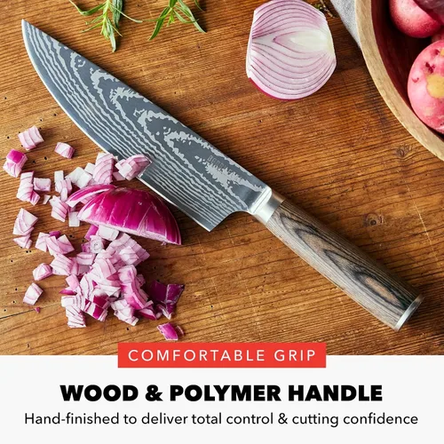 Vista 6 de GreenPan x Bobby Flay - Cuchillo de chef de 8 pulgadas con funda, hoja de acero inoxidable de alta calidad, herramienta de cocina de corte