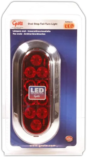 Vista 21 de Grote 54702 Luces LED Ovaladas de 6" de Parada, Trasera y Giro con Respaldo Integrado, Carcasa Rígida Integrada Rojo