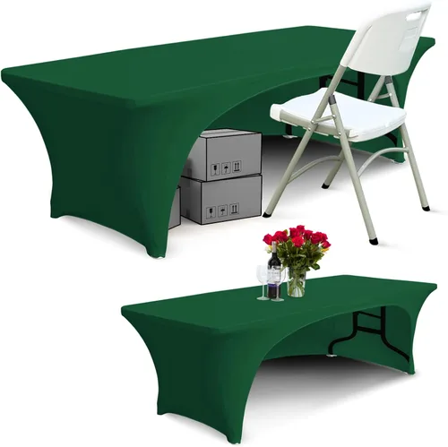 Vista 19 de ABCCANOPY - Mantel elástico de 1,2 m para mesa, ajustado, con parte trasera abierta, lavable, salvamanteles para mesas rectangulares, color negro