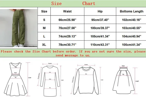 Vista 6 de Women's Wide Leg Cargo Pants Button High Waist Wide Leg Cargo Trousers Solid Baggy Cargo Casual Pants with Pockets