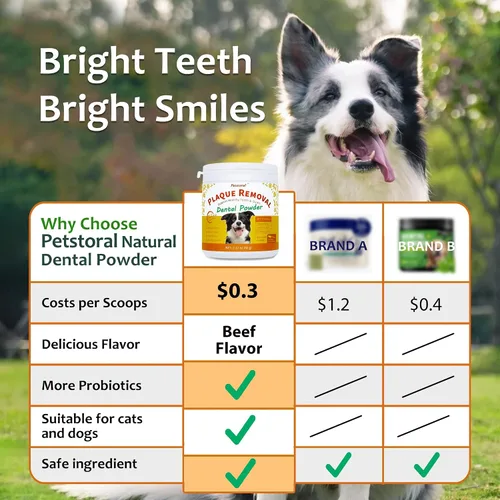Vista 7 de Petstoral - Polvo dental natural para perros, sabor a hígado de res