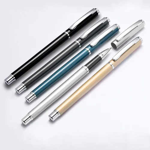 Vista 4 de Bolígrafos de metal, punta fina de 0.020 in, bolígrafo de tinta de gel líquido, bolígrafo de tinta negra, juego de escritura para suministros