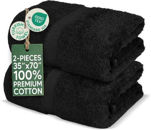 Vista 12 de Towel Bazaar Juego de toallas de 8 piezas, 100% algodón turco, color negro