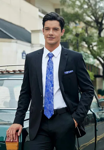 Vista 56 de HISDERN Corbatas para hombre, corbata de cachemira y bolsillo cuadrado tejido clásico floral para hombre, corbata de fiesta de boda