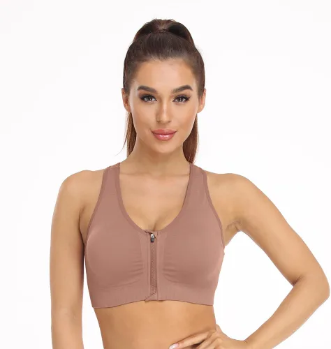 Vista 5 de Brasier deportivo con cierre frontal para mujer, posoperatorio, sin alambres, para yoga