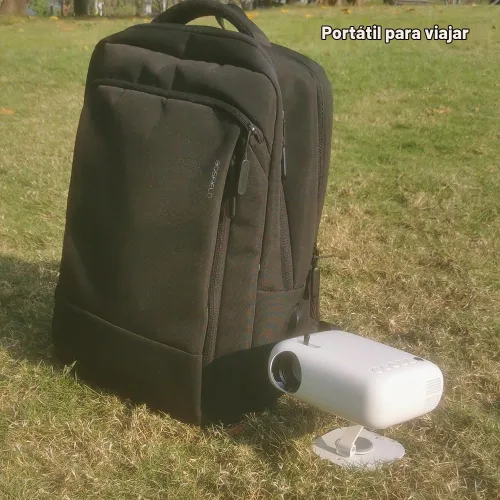Vista 6 de Mini proyector HD, alimentado por Powerbank, 10000 lúmenes portátil con trípode para viajes al aire libre, compatible con Android, iOS, Windows, TV