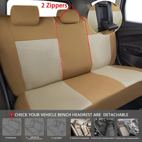 Vista 4 de CAR PASS Juego de fundas de asiento completas, Funda de asiento de malla de aire 3D con esponja compuesta de 5 mm en el interior, compatible
