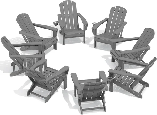 Vista 55 de SERWALL Silla Adirondack plegable ajustable con portavasos reclinable