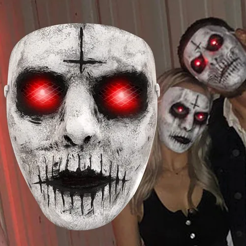 Vista 4 de Máscara de asesino de demonios, máscara de zombi de terror con ojos