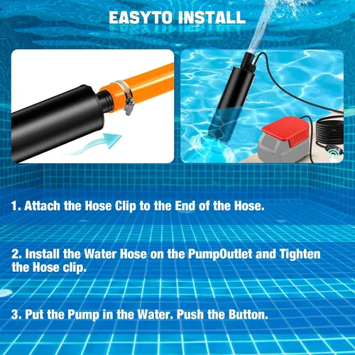 Vista 3 de Bomba de sumidero de agua inalámbrica para batería Milwaukee 18V M18, 635 GPH 120 W 12 V Bomba de transferencia de agua portátil, bomba eléctrica