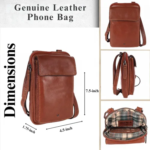 Vista 4 de Bolsos cruzados pequeños de cuero genuino para mujer, bolso de teléfono celular, bolso casual de moda con correa ajustable