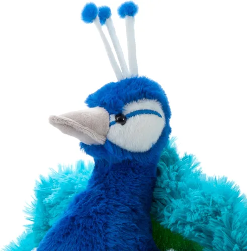 Vista 3 de The Petting Zoo Peluche de pavo real, regalos para niños, animales salvajes del zoológico Onez, juguete de peluche de pavo real de 12 pulgadas