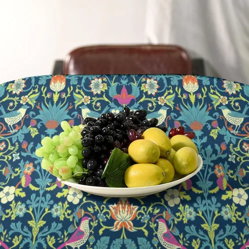 Vista 309 de Mantel Floral Retro de Pájaros, Diseño Original Bohemio William Morris Estampado Cubierta de Mesa para Hogar Picnic Fiesta Comedor Cocina William