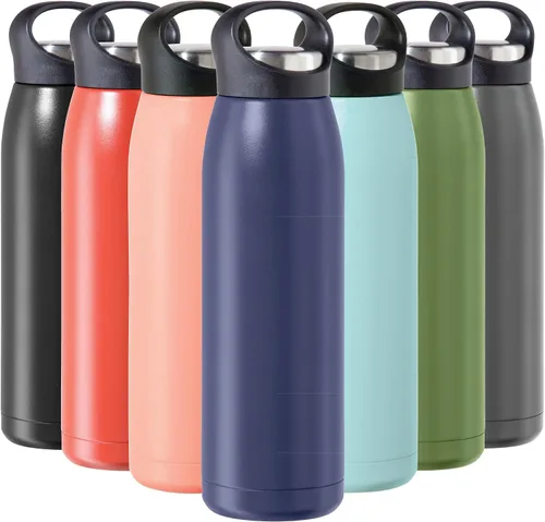 Vista 20 de OGGI Freestyle - Botella de agua aislada de acero inoxidable, doble pared aislada al vacío, termo de viaje, 23 onzas (23.0 fl oz), color negro