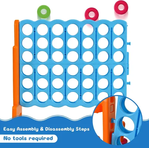 Vista 7 de COSTWAY Juego gigante gigante de 4 a puntuación para niños y adultos, juego de 2.5 pies para interiores y exteriores con aro de baloncesto, juego