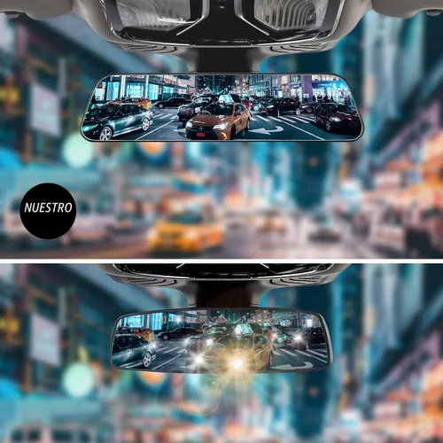 Vista 6 de JOYTUTUS Espejo retrovisor, espejo retrovisor convexo panorámico de 12 pulgadas con clip antirreflejos de gran angular, eficaz para reducir el punto
