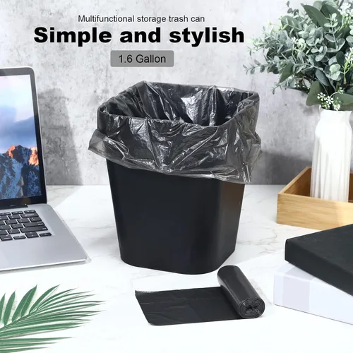 Vista 6 de Eccliy - Paquete de 6 botes de basura de plástico con 3 rollos de bolsas de basura, contenedor de basura pequeño, contenedor de basura para baño