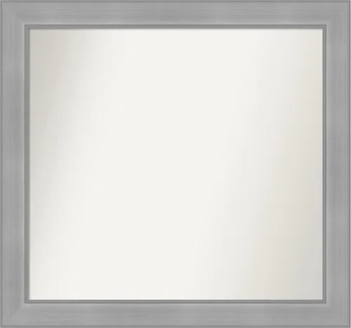Vista 156 de Amanti Art Espejo de baño plateado para sobre el fregadero, 24 x 24 pulgadas, espejo cuadrado de peltre forjado a medida, marco de madera casual