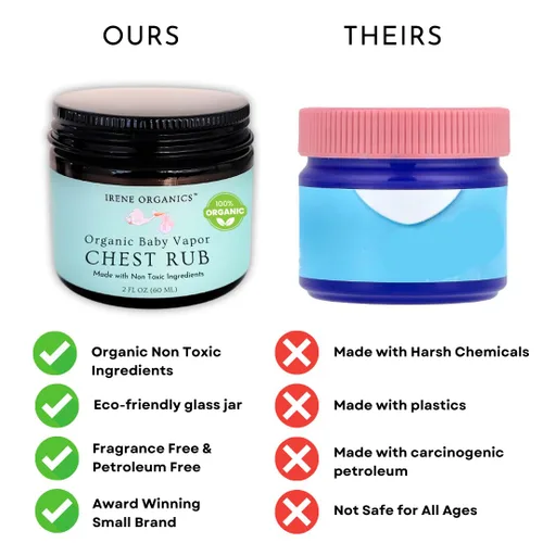 Vista 7 de Irene Organics Exfoliante orgánico para el pecho de vapor para bebés, hecho con ingredientes no tóxicos, bálsamo orgánico para aliviar la tos