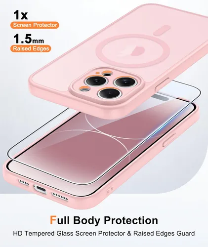 Vista 330 de FNTCASE Funda para iPhone 17 Pro: Fundas delgadas translúcidas de color azul claro compatibles con MagSafe, protección completa de la cámara