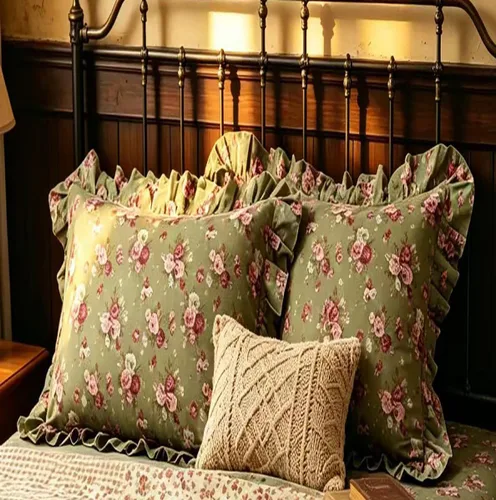 Vista 17 de Fundas de almohada cuadradas a cuadros en blanco y negro con volantes, fundas de almohada a cuadros, fundas de almohada de gingham, fundas
