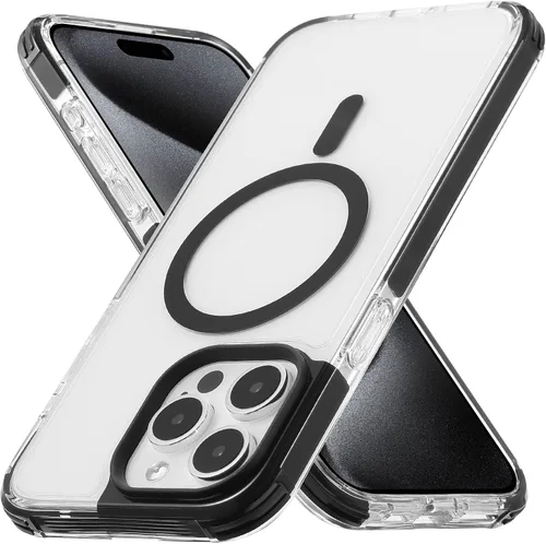Vista 23 de Tigowos Funda magnética para iPhone 15, resistente a las caídas, sensación de piel mate, a prueba de golpes, ajuste delgado para iPhone 15, negro