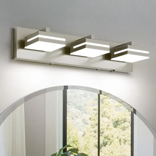 Vista 10 de Joossnwell Luz de Tocador de Baño (4 Luces, 26.77 Pulgadas) Luminarias de Baño Negras Sobre Espejo LED Iluminación Moderna de Tocador Luces de Baño