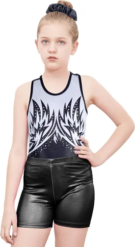Vista 59 de MODAFANS Leotardos de gimnasia para niñas brillantes para bailar ballet, pantalones cortos con espalda cruzada