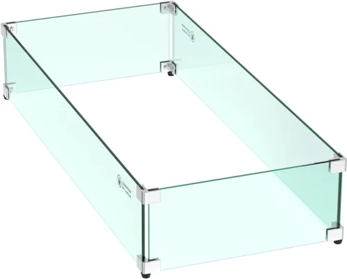 Vista 11 de Skyflame Protector de viento rectangular de vidrio para fogatas de 24 x 12 pulgadas, reemplazo para exterior