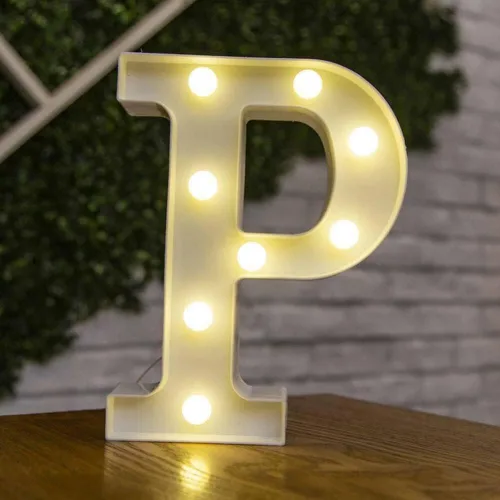 Vista 14 de anso Letras LED del alfabeto con números iluminados, letras de plástico blanco, decoración de pie de la A a la Z 0 ~ 9 (rosa corazón)