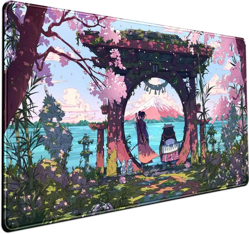 Vista 26 de Tapete de Escritorio de Gato Negro Atardecer Vintage, Alfombrilla de Ratón y Teclado de Escritorio, Alfombrilla de Ratón XXL Grande para Laptop