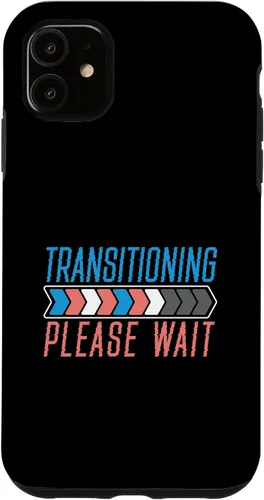 Vista 8 de Funda transgénero LGBTQ para iPhone 16 Transitioning Please Wait Rainbow Pride