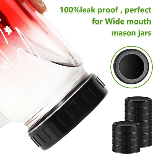 Vista 5 de 30 tapas para frascos Mason de boca regular, tapas de almacenamiento de plástico con sello de goma, tapas de plástico de repuesto para tarros Mason
