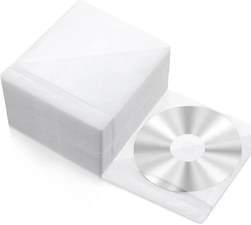 Vista 7 de Harloon 200 fundas de plástico transparente de doble cara, para CD y DVD Material PP y tela de fibra, mangas protectoras para discos en blanco
