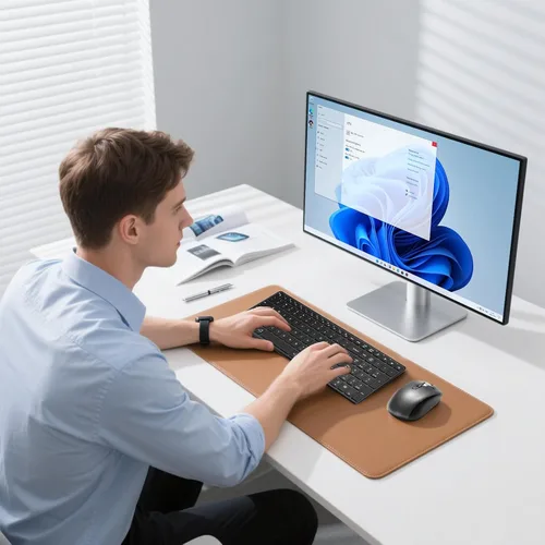 Vista 6 de QWERTY - Combo de teclado y mouse inalámbricos Bluetooth (USB + Dual BT), juego de teclado y mouse delgado multidispositivo compatible con Windows