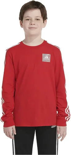 Vista 4 de adidas Boys' Long Sleeve Cotton Small Logo T-Shirt