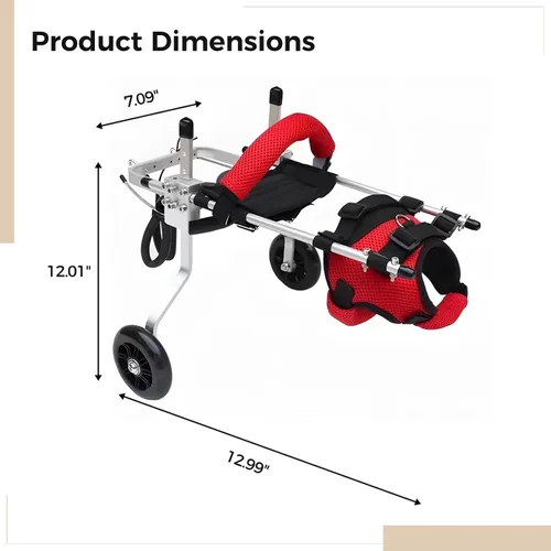 Vista 5 de Silla de ruedas ligera para mascotas para patas traseras, arnés ajustable para gatos, perros y conejos