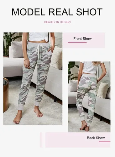 Vista 4 de Dokotoo - Pantalones deportivos de algodón para mujer, cintura elástica con cordón ajustable y bolsillos, estilo informal moderno, para correr