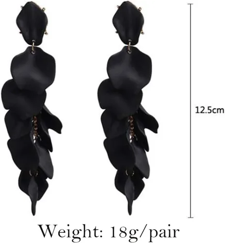Vista 4 de YERTTER - Pendientes largos de acrílico con diseño de pétalos de rosa para mujer y niña
